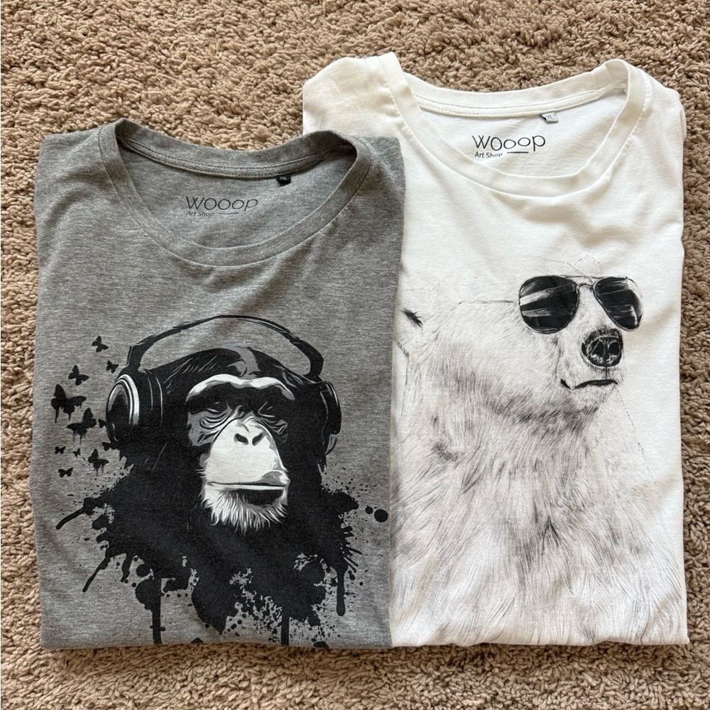 WOOOP Graphic T-Shirts - Gray and White